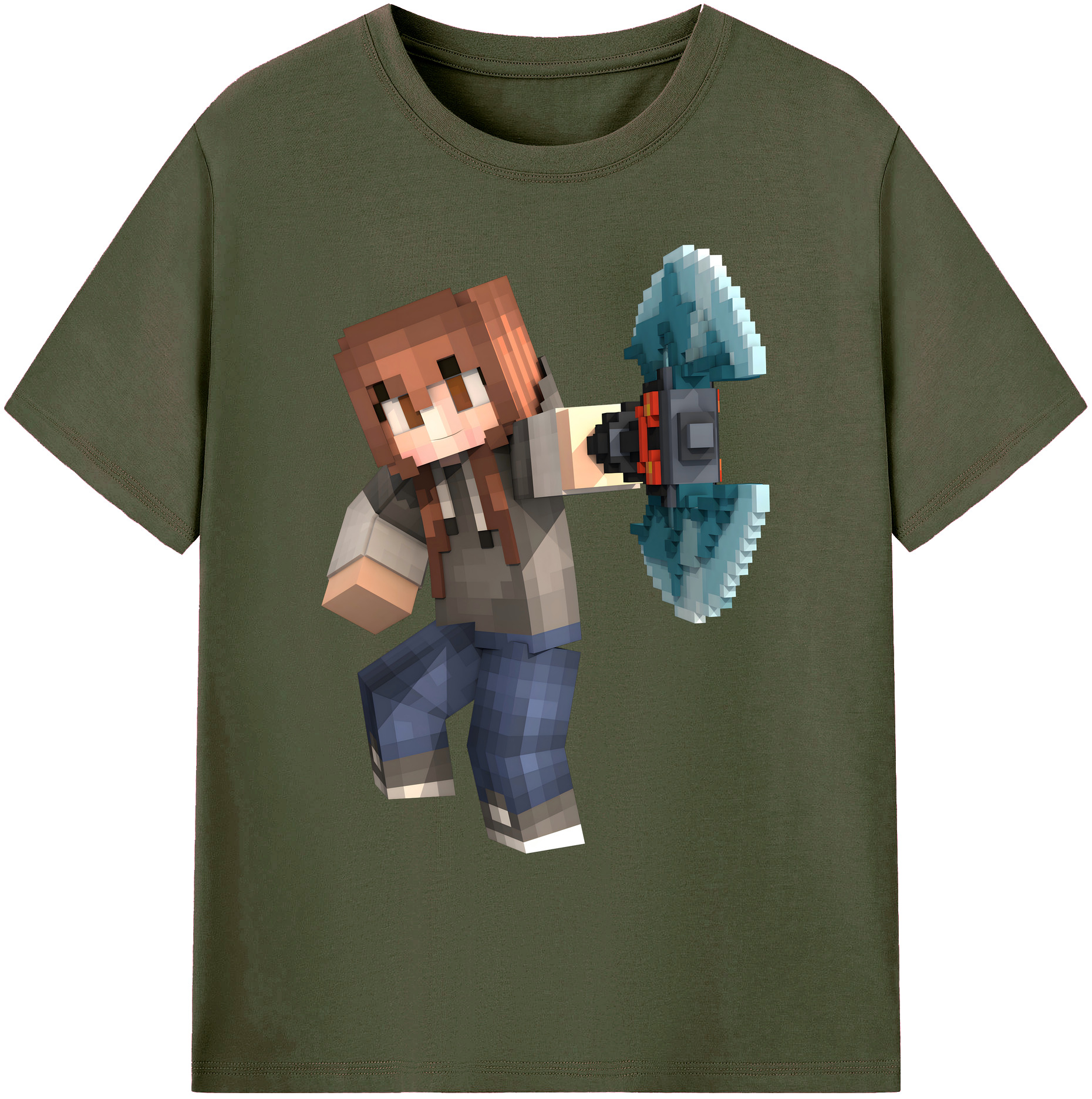 （画像用） マインクラフト ブロックの世界 Minecraft MC Block world 綿100％ メンズ半袖Tシャツ｜肌触りやわらか＆通気性
